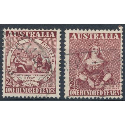 Centenary of First Adhesive Stamps - Australia 1950 - F H - SG 239/40
