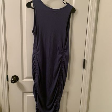 Ingrid Maternity Women's Tank Dress Rib Henley Ruched Sides Size Small