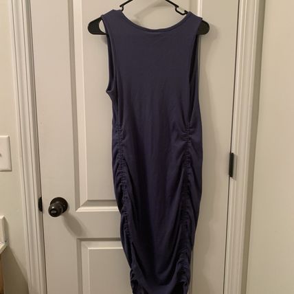 Ingrid Maternity Women's Tank Dress Rib Henley Ruched Sides Size Small