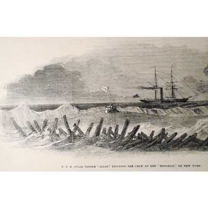 H.B.M. Steam Tender "Alban" Rescuing The Crew Of The "Mesardis" - Gleason's 1852
