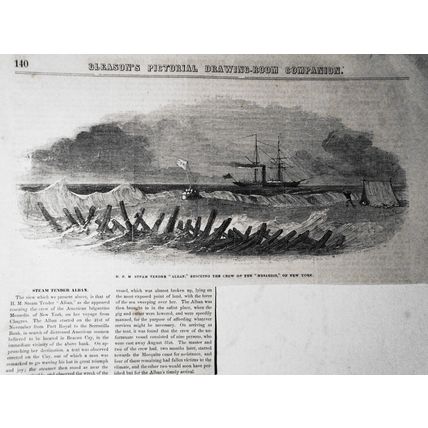 H.B.M. Steam Tender "Alban" Rescuing The Crew Of The "Mesardis" - Gleason's 1852