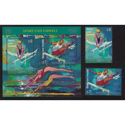 UN Vienna Swimming Gymnastics Sport 2v+MS 1996 MNH SG#V214-MSV216