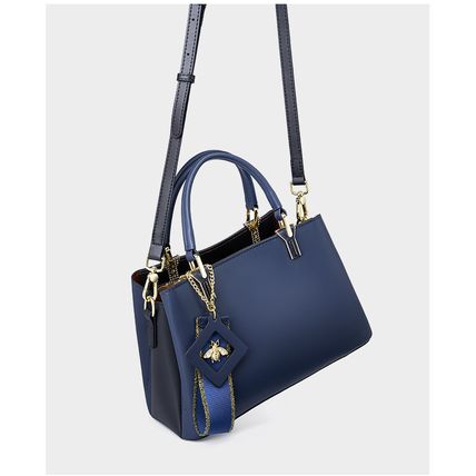 Women Genuine Leather Handbags Large Designer Ladies Hobo bag Bucket Purse Blue