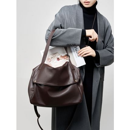 Genuine Leather Women Top Handle Shoulder Handbags Brown