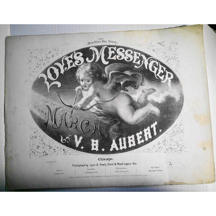 1868 Love's Messenger March, by V. B. Aubert - Original Sheet Music