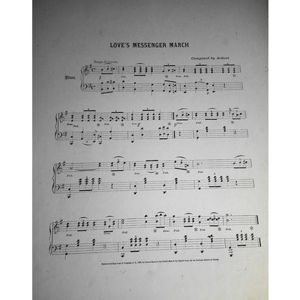 1868 Love's Messenger March, by V. B. Aubert - Original Sheet Music