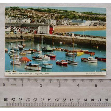 old postcard Paignton, The Harbour & Festival Hall