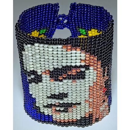 Traditional Huichol Art. Mexico Glass Seed Beads Bracelet. Frida Kahlo 1