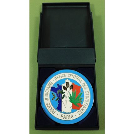 French Narcotic Police Division Metal & Enamel Paris Medallion & Box