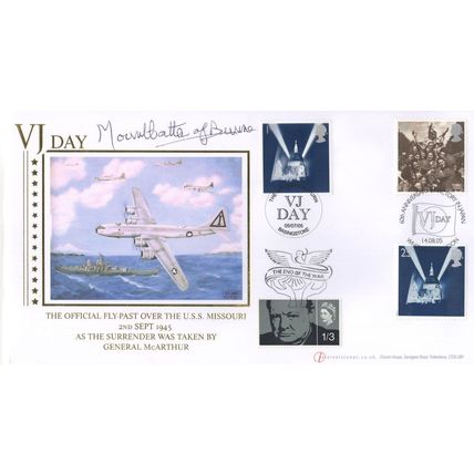 VJ Victory Over Japan WW2 USS Missouri Mountbatten Of Burma Hand Signed FDC