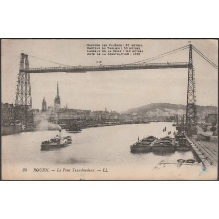 Le Pont Transbordeur, Rouen, 1921 - Lévy CPA LL35