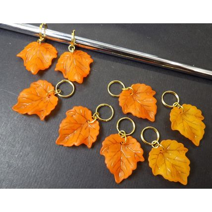 Autumn Leaves Bead Stitch Markers & Bag Up to 7mm Design Set 8 Hand Made FK325