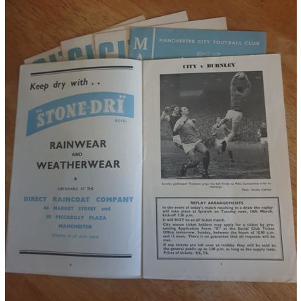 X 5 Manchester City Vintage 1960's Football Programmes.