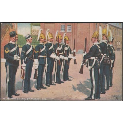 Relieving Guard, 6th Dragoon Guards, c.1905-10 - Tuck's Oilette Postcard