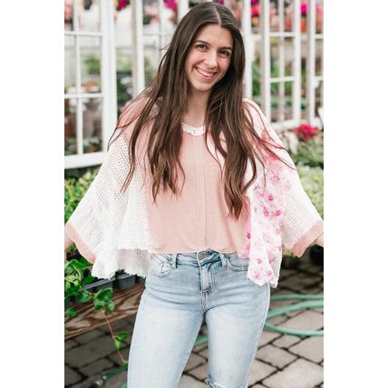 Delicacy Floral Lace Crochet Patchwork Batwing Sleeve Blouse