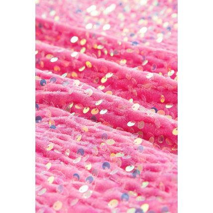 Bonbon Sequin Patchwork High Low Hem Henley Sweatshirt