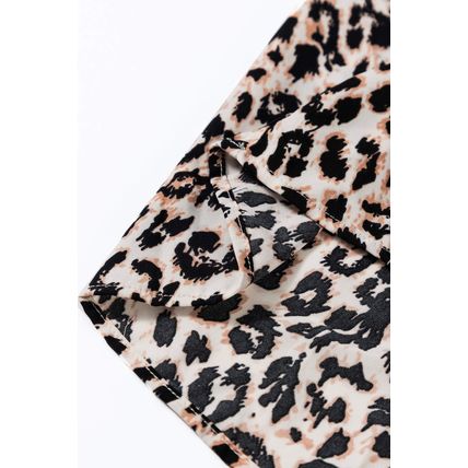 Apricot Leopard Print Tiered Wide Sleeve Maxi Dress