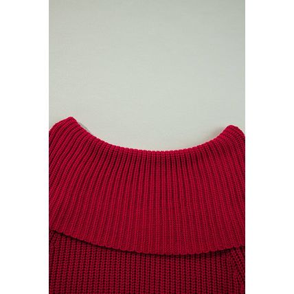 Racing Red Off-the-shoulder Knit Sweater