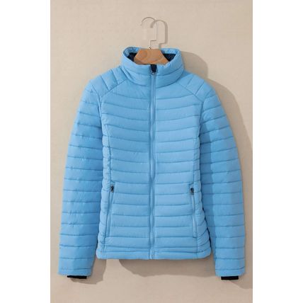 Myosotis Solid Color Quilted Zip-up Puffer Jacket