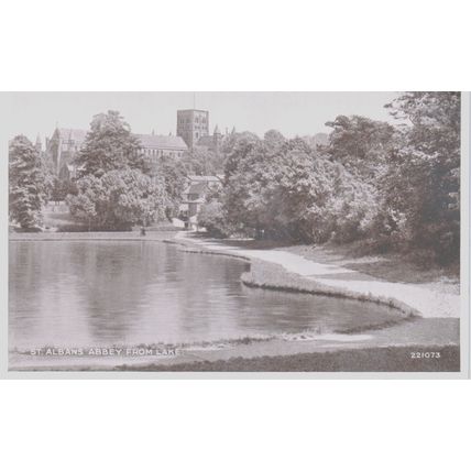 St. Albans Abbey From Lake St. Albans Hertfordshire Postcard (QHER363)