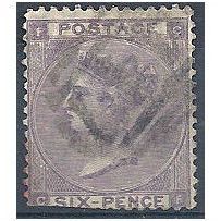 1862 SG84 6d Mauve Wmk EMBLEMS Good Used Filler Check Letters "CF".