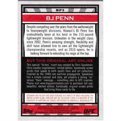 2010 Topps UFC Main Event Masterpiece Propoganda - #MP3 - BJ Penn