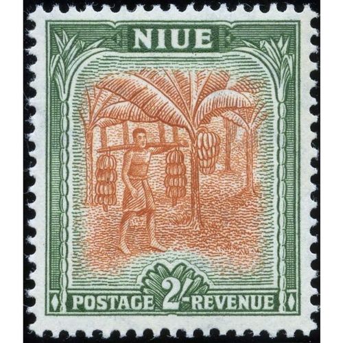 Niue KGVI 1950 2s Brown Orange & Dull Green Mounted Mint MM SG 121 stamp bananas