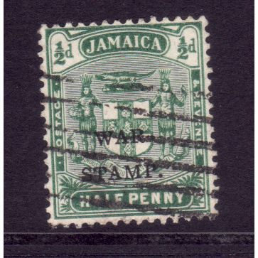 JAMAICA 1917 SG73 1/2d GREEN OPT'D WAR STAMP FINE USED