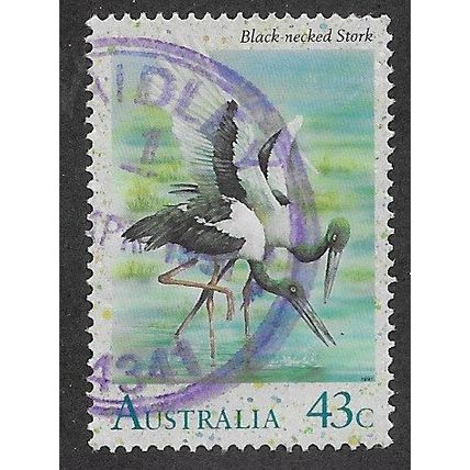 AUS 1991 43c 'BIRDS - BLACK NECKED STORK' FINE USED (EBID68-687)