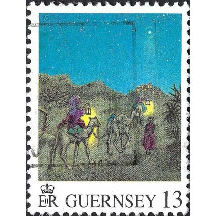 GUERNSEY, CHRISTMAS, Three Kings following the Star, blue 1996, 13p