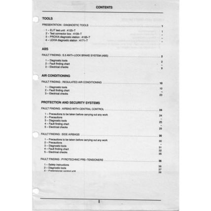 Citroen Xsara Diagnosis Service Manual Diagnostic Equipment 1997 BRE0318GB PDF