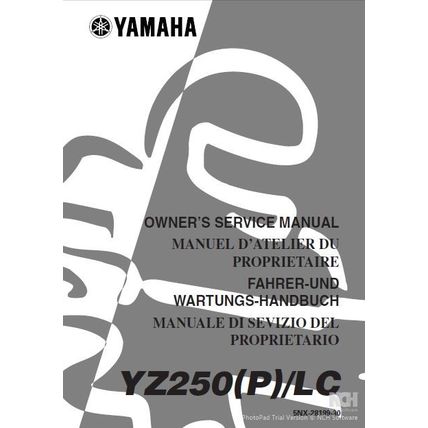 YAMAHA YZ250(P)/LC OWNERS SERVICE MANUAL MOTORCYCLE 584 PAGES ENG FRAN DEUT ITAL