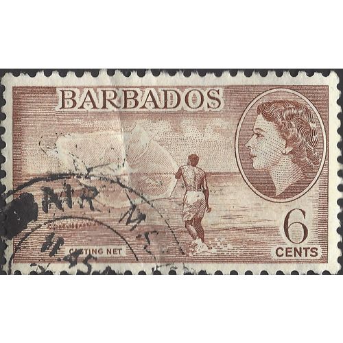 BARBADOS, Elizabeth II, Casting a Net, brown-violet 1954, 6c