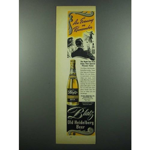 1939 Blatz Old Heidelberg Beer Ad - Evening to Remember