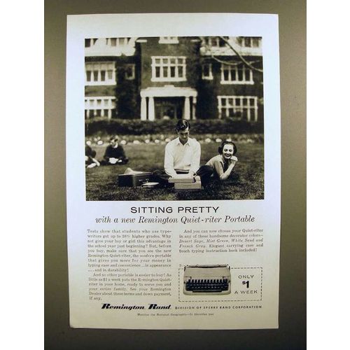 1956 Remington Rand Quiet-riter Portable Typewriter Ad!