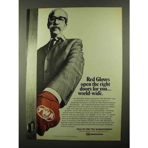 1968 TWA MarketAir Ad - Red Gloves Open the Right Doors