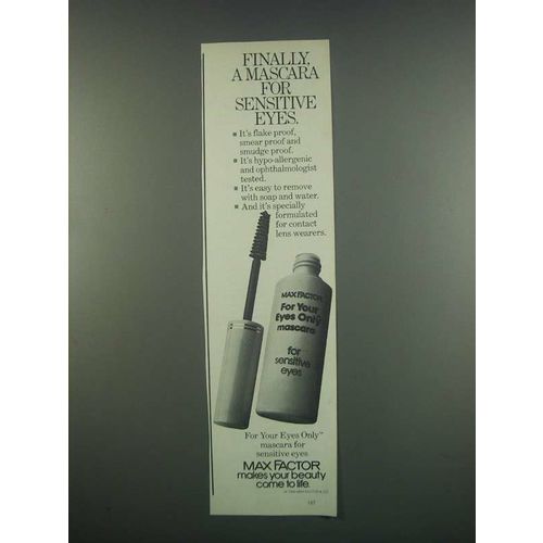 1984 Max Factor For Your Eyes Only Mascara Ad