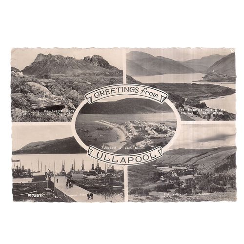 multiview, ULLAPOOL , WESTERN ROSS, SCOTLAND used vintage postcard 1960 postmark