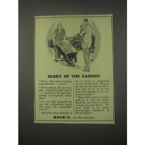 1949 Rose's Lime Juice Ad - Glory of the garden