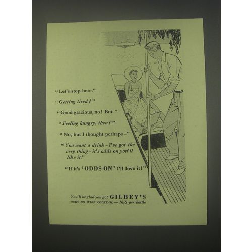 1949 Gilbey's Odds On Wine Cocktail Ad - Let's stop here