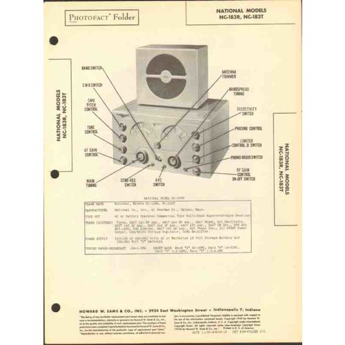 NATIONAL model NC-183R 16 tube radio receiver Sams Photofact manual