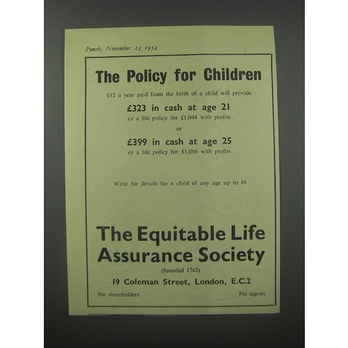 1954 The Equitable Life Assurance Society Ad - The policy for children