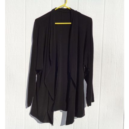 Womens Travel Knit Black Open Front Cardigan Top 1X 48 Chest Stretch Knit Shrug