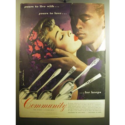 1950 Oneida Community Silver Ad - art by Jon Whitcomb - Yours to Love