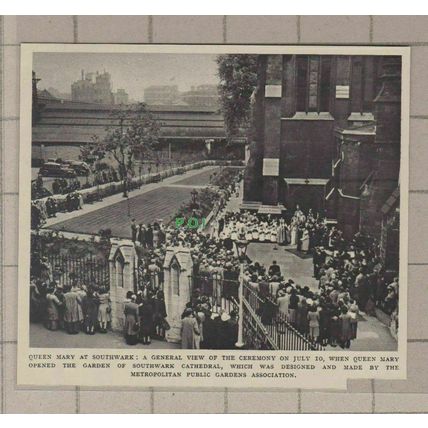 C1863) Southwark Cathedral Garden Opening Queen Mary - 1948 Clip