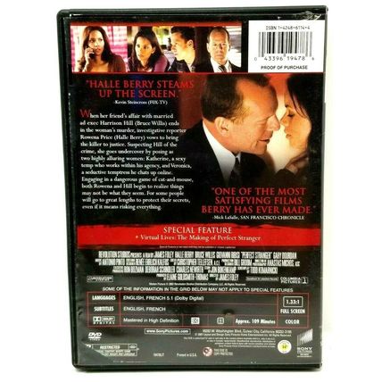 Perfect Stranger (DVD, 2007, Full Screen ) Drama (L31)