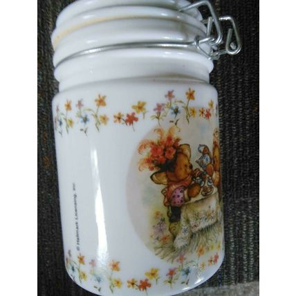 Vintage Mary's Bears Canister, White Milk Glass, Hallmark Licensing Inc/Houston