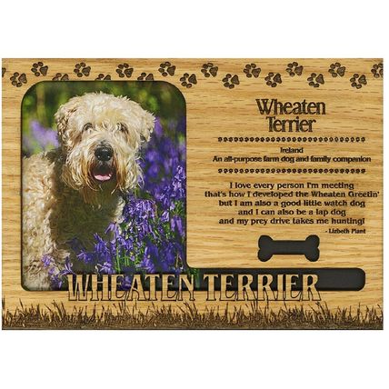 Wheaten Terrier Engraved Wood Picture Frame Magnet