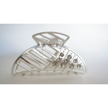 Matte silver or gold geometric metal crystal hair claw clip