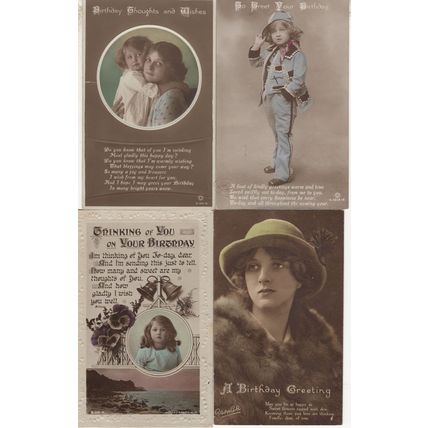 Gladys Cooper & Daughter Happy Birthday 4x Antique Postcard s